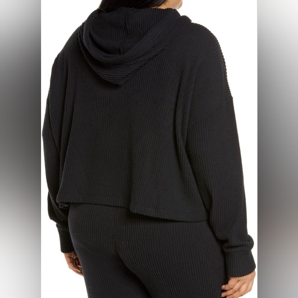 NWT Zella Sloane Cozy Rib Hoodie Black Size 2X - Picture 3 of 7